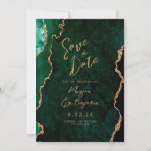 Smarald Green Agate Script Wedding Save the Date (Vorderseite)