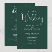 Smarald Green All in one elegante Script Wedding Einladung (Vorne/Hinten)