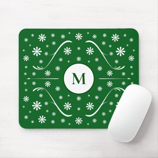 Smarald Green Blume Power Monogram Mouse Pad Mousepad (Mit Mouse)