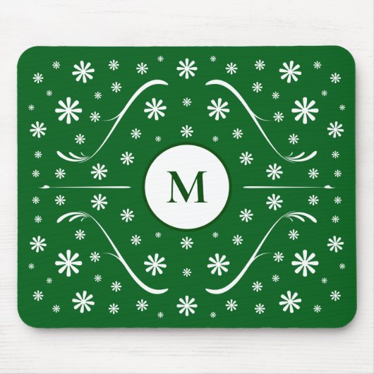 Smarald Green Blume Power Monogram Mouse Pad Mousepad (Vorne)
