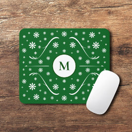 Smarald Green Blume Power Monogram Mouse Pad Mousepad