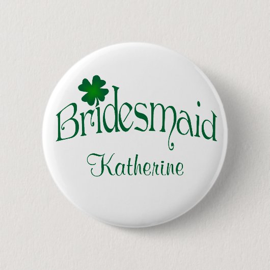 Smarald Green, Bridesmaid-Schaltfläche für weißes Button (Vorderseite)
