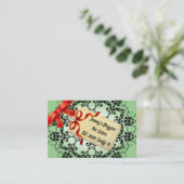 Smarald Green Damask Musterpatter Sitter Visitenkarte (Stehend Vorderseite)