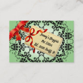 Smarald Green Damask Musterpatter Sitter Visitenkarte (Vorderseite)