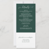 Smarald Green Elegant Script in einer Hochzeit Einladung (Rückseite)