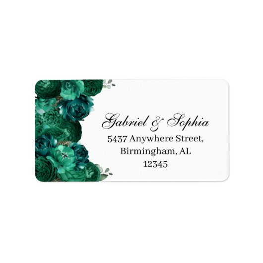 Smarald Green Floral Address Label Adressaufkleber (Vorne)