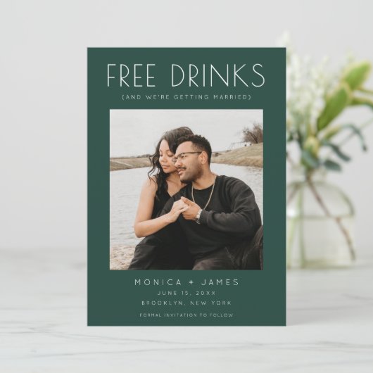 Smarald Green Funny Wedding rettet das Datum Ankündigung (Stehend Vorderseite)