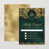 Smarald Green Gold Foil Lace Islamische Hochzeit