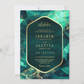 Smarald Green Gold Gemstone Muslim Wedding Einladung (Vorderseite)