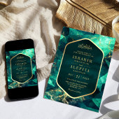 Smarald Green Gold Gemstone Muslim Wedding Einladung