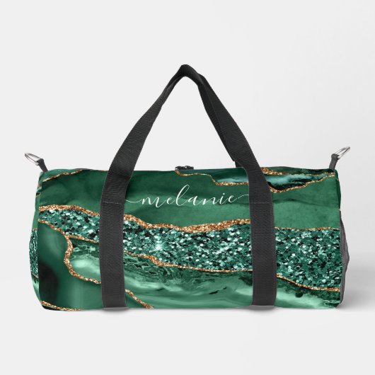 Smarald Green Gold Glitzer Marmor Ihren Namen anpa Duffle Bag (Vorderseite)