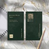 Smarald Green & Gold Luxe Monogram Vertikal Visitenkarte