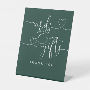 Smarald Green Heart Script Cards und Geschenke Sockelschild