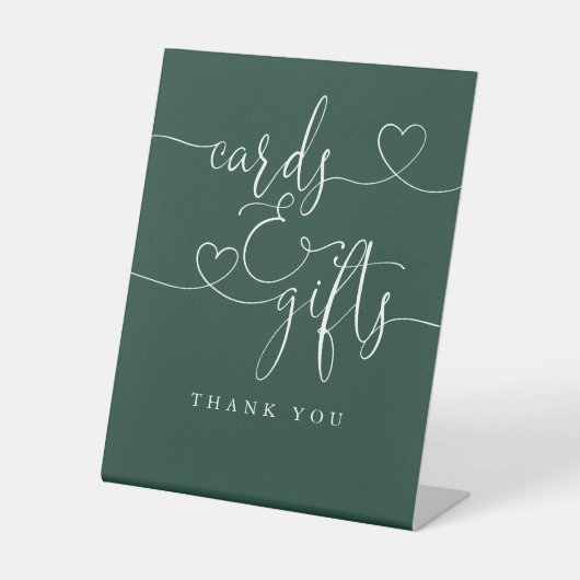 Smarald Green Heart Script Cards und Geschenke Sockelschild (Vorderseite)