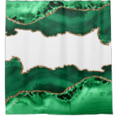 Smarald Green mit Metallic Gold Agate Duschvorhang (Vorderseite)