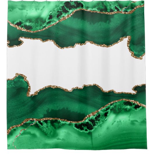 Smarald Green mit Metallic Gold Agate Duschvorhang (Vorderseite)