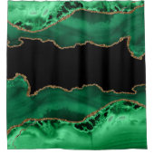 Smarald Green mit Metallic Gold Agate Duschvorhang (Vorderseite)