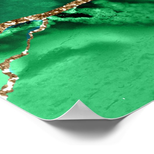 Smarald Green mit Metallic Gold Agate Poster (Ecke)