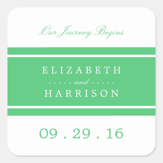 Smarald Green Modern Wedding Quadratischer Aufkleber (Vorderseite)