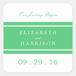 Smarald Green Modern Wedding Quadratischer Aufkleber