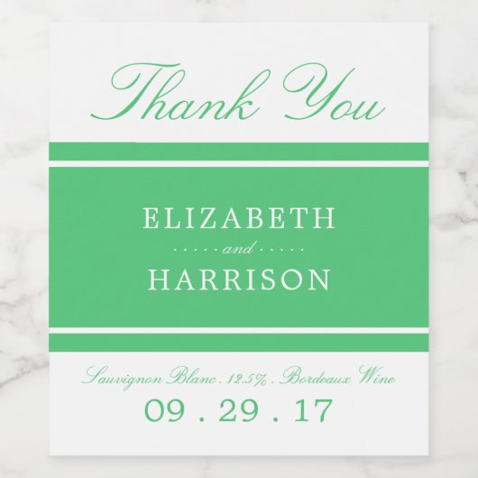 Smarald Green Modern Wedding Weinetikett (Einzelnes Label)
