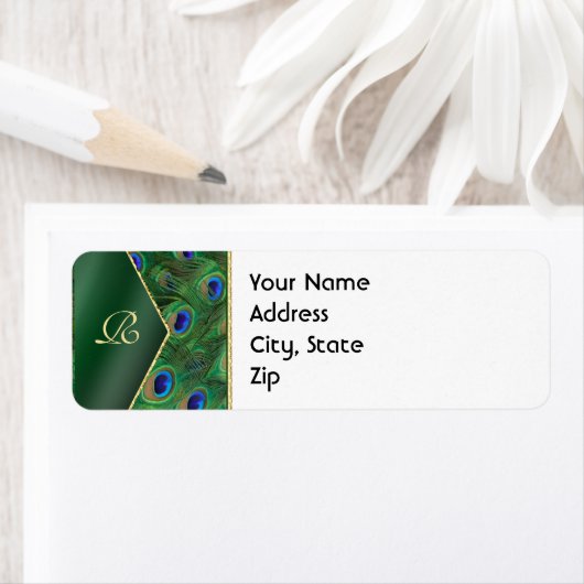 Smarald Green Peacock Address Label (Insitu)