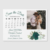 Smarald Green Rose Kalender & Foto Save the Date Magneteinladung (Vorderseite)