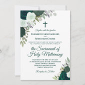 Smarald Green Rose Moderne katholische Hochzeit Einladung (Vorderseite)