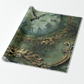 Smarald Green Rustic Steampunk Clock (1) Geschenkpapier (Ungerollt)