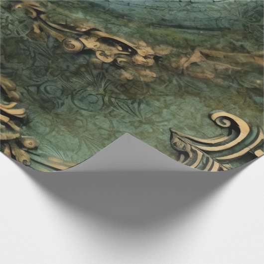 Smarald Green Rustic Steampunk Clock (1) Geschenkpapier (Ecke)