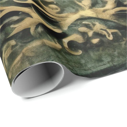 Smarald Green Rustic Steampunk Clock (1) Geschenkpapier (Rolleneckpunkt)