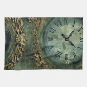 Smarald Green Rustic Steampunk Clock (1) Geschirrtuch (Horizontal)