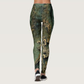 Smarald Green Rustic Steampunk Clock (1) Leggings (Rückseite)