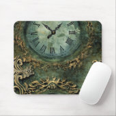 Smarald Green Rustic Steampunk Clock (1) Mousepad (Mit Mouse)