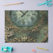 Smarald Green Rustic Steampunk Clock (1) Seidenpapier (Basteln)