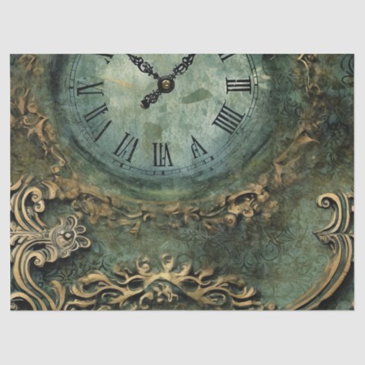 Smarald Green Rustic Steampunk Clock (1) Seidenpapier (Vorderseite)