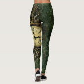 Smarald Green Rustic Steampunk Clock (3) Leggings (Rückseite)