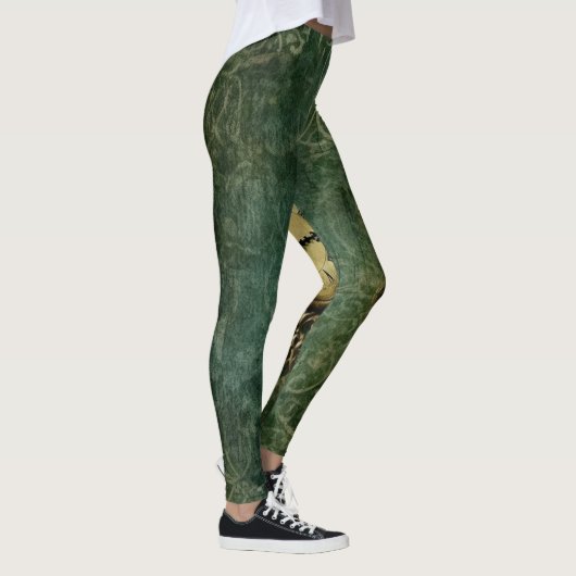 Smarald Green Rustic Steampunk Clock (3) Leggings (Rechts)