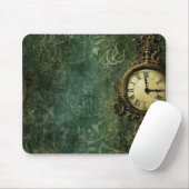 Smarald Green Rustic Steampunk Clock (3) Mousepad (Mit Mouse)