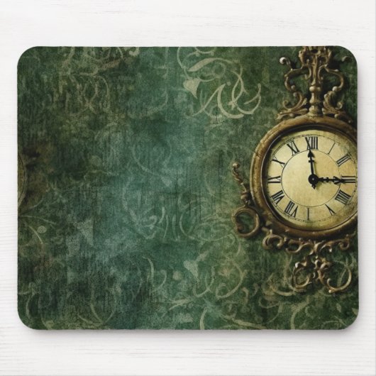 Smarald Green Rustic Steampunk Clock (3) Mousepad (Vorne)