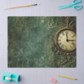 Smarald Green Rustic Steampunk Clock (3) Seidenpapier (Basteln)