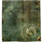 Smarald Green Rustic Steampunk Clock (5) Duschvorhang (Vorderseite)