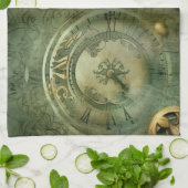 Smarald Green Rustic Steampunk Clock (5) Geschirrtuch (Gefaltet)
