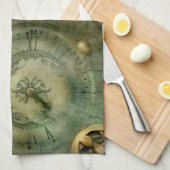 Smarald Green Rustic Steampunk Clock (5) Geschirrtuch (Viertel Falte)