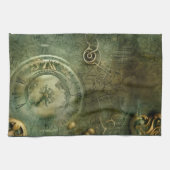 Smarald Green Rustic Steampunk Clock (5) Geschirrtuch (Horizontal)