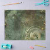 Smarald Green Rustic Steampunk Clock (5) Seidenpapier (Basteln)