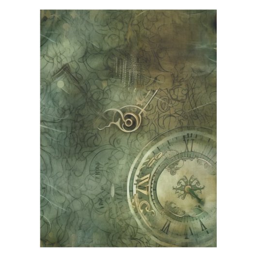 Smarald Green Rustic Steampunk Clock (5) Tischdecke (Vorderseite)