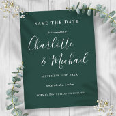 Smarald Green Script Wedding Save the Date Card Postkarte