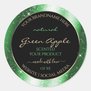 Smarald Green Sparkle Glitzer Frame-Produktkennzei Runder Aufkleber