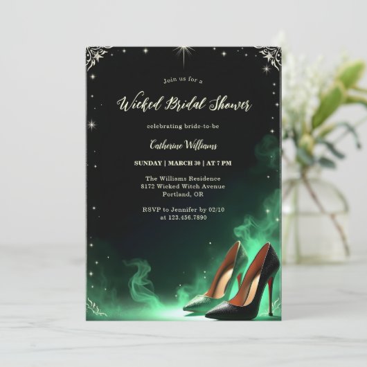 Smarald Green Style Magical Wicked Brautparty Einladung (Stehend Vorderseite)